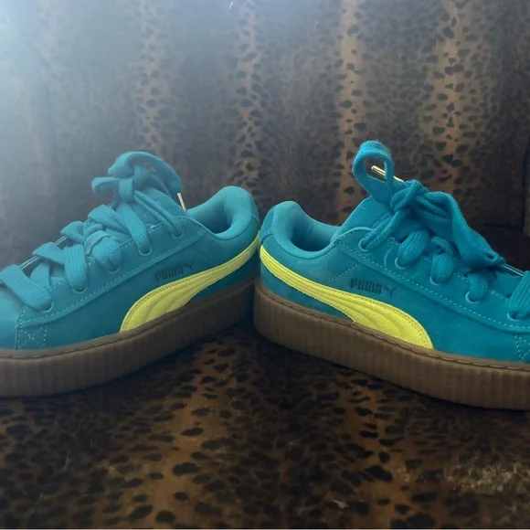 NWOT Puma Fenty Blue and Yellow creepers platform crepe sole - Picture 2 of 5
